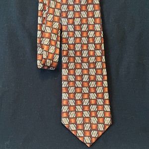 Geoffrey Beene "Bronze/Grey Geometric Floral" contemporary pattern 100% Silk